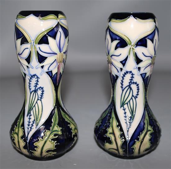 A pair of Moorcroft Rachel Bishop double gourd vases, limited edition 113 and 136 of 00